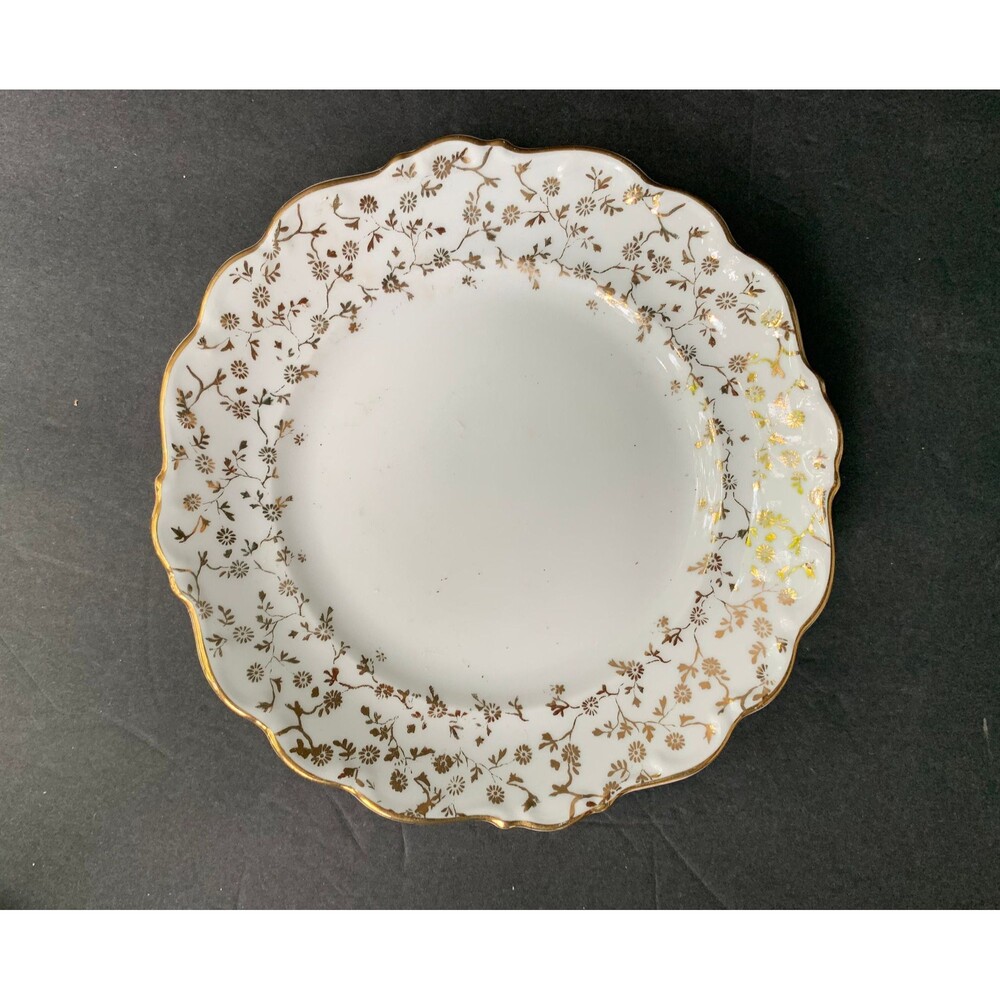 Karl Rau Rare 6 1/4” Porcelain Plate Petite Gold Flower Scalloped Edge Germany